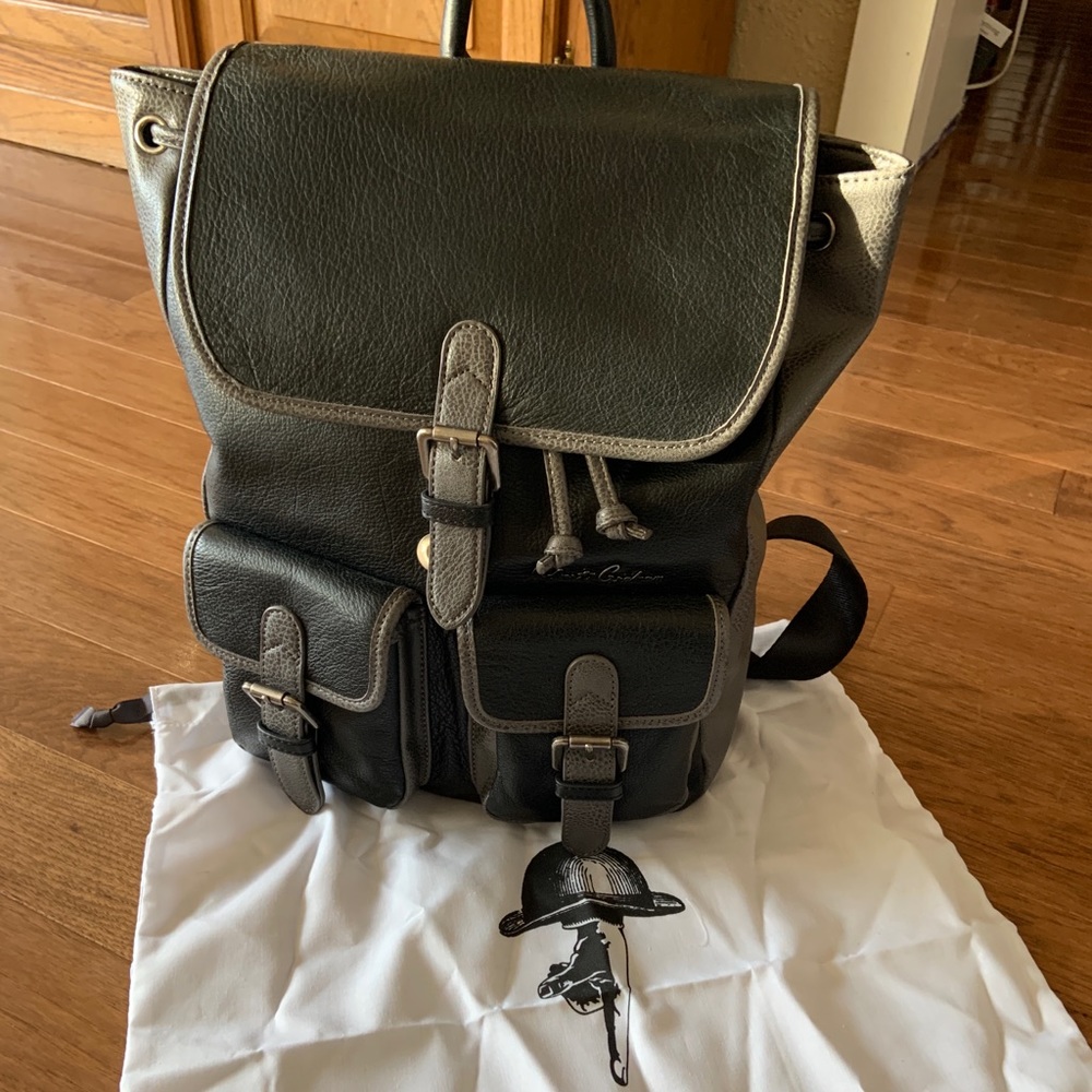 Robert Graham black and grey leather backpack